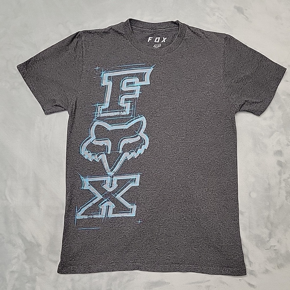 Fox Shirt Men Small Charcoal Grey Graphic Tee Motocross Racing Casual Sportswear